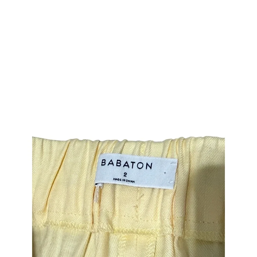 Babaton Aritzia Linen Blend Pull-On Ankle Pants Size 2 Butter Yellow Pleated